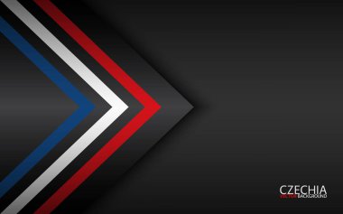 Çek renklerine sahip modern vektör renkli oklar ve metnin için gri boş alan, Çek Cumhuriyeti 'nde yapılan soyut geniş ekran arkaplan