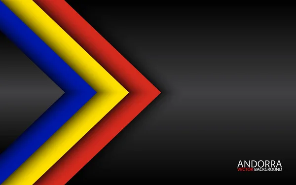 Σύγχρονη διάνυσμα overlayed βέλη με τα χρώματα της Ανδόρας και γκρι ελεύθερο χώρο για το κείμενό σας, overlayed φύλλα χαρτιού στην εμφάνιση της σημαίας της Ανδόρας, Made in Andorra, αφηρημένη widescreen φόντο — Διανυσματικό Αρχείο