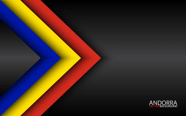 Moderne vector overlay pijlen met Andorra kleuren en grijze vrije ruimte voor uw tekst, overlay vellen papier in het uiterlijk van de Andorra vlag, Made in Andorra, abstracte breedbeeld achtergrond — Stockvector