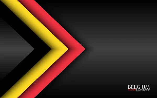 Σύγχρονη διάνυσμα overlayed βέλη με βελγικά χρώματα και γκρι ελεύθερο χώρο για το κείμενό σας, overlayed φύλλα χαρτιού στην εμφάνιση της βελγικής σημαίας, Made in Belgium, αφηρημένη widescreen φόντο — Διανυσματικό Αρχείο
