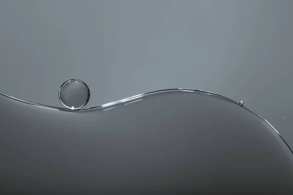 Grey abstract background, bubbles on dark backgroud, oil drop in water — 스톡 사진