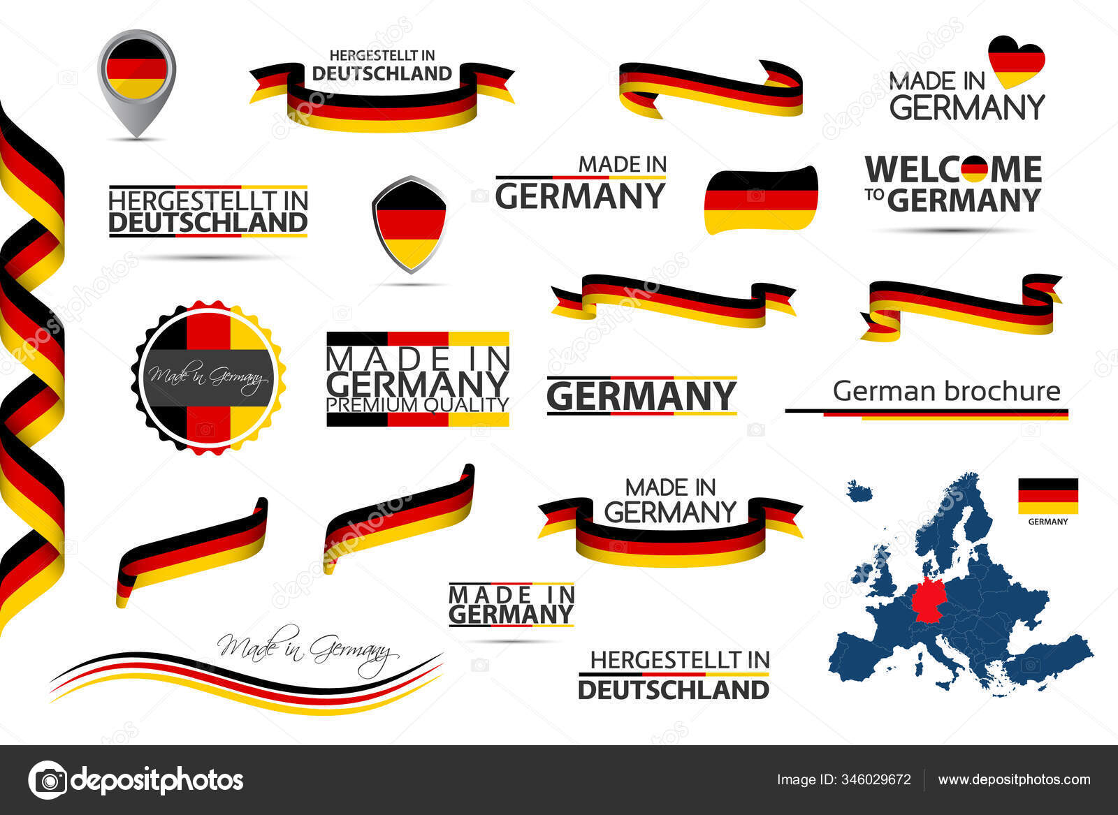 Premium Vector  Vertical german flag in shield shape, four 3d and