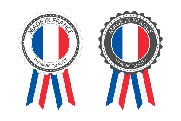 Ensemble Labels Qualité Supérieure Avec Drapeau Français Icônes Made France — Image vectorielle