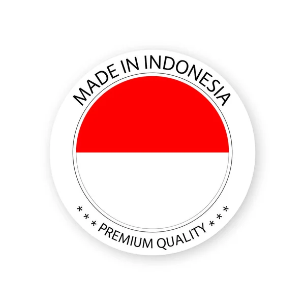 Vecteur Moderne Fabriqué Indonésie Étiquette Isolée Sur Fond Blanc Autocollant — Image vectorielle