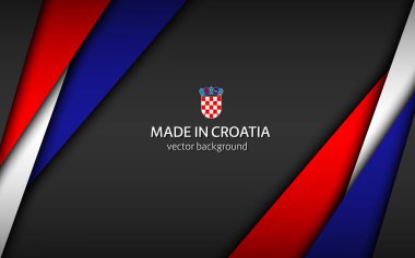 Made in Croatia, modern vector background with Croatian colors, overlayed sheets of paper in the colors of the Croatian tricolor, abstract widescreen background clipart