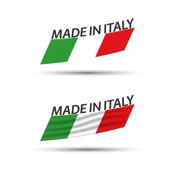 白の背景に隔離されたイタリアの三色 イタリアの旗 イタリアのリボンを持つ2つの現代的なカラーベクトルフラグのセット — ストックベクタ