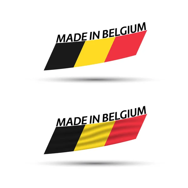 Two Modern Colored Vector Flags Belgian Tricolor Isolated White Background — Stock Vector