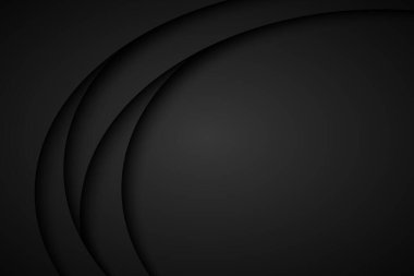 Metnin için boş alanı olan soyut siyah dalga vektör arkaplanı. Koyu renk kaplama kağıtları. Modern kurumsal tasarım vektör çizimi