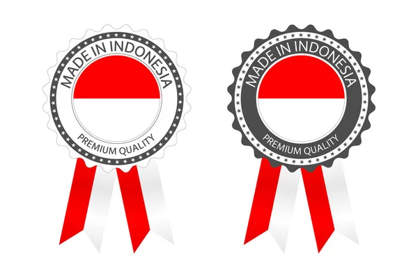 Deux Vecteurs Modernes Fabriqué Indonésie Étiquettes Isolées Sur Fond Blanc — Image vectorielle