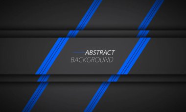 Siyah ve mavi malzeme tasarım arka planı. Metinleriniz için boş alanı olan üst üste binen modern duvar kağıtları. Geniş ekran vektör illüstrasyonu