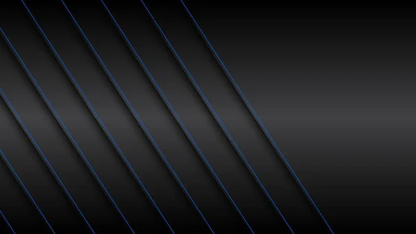 Zwart Blauw Materiaal Design Achtergrond Met Blauwe Diagonale Lijnen Moderne — Stockvector