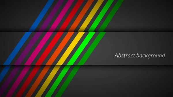 Modernas Líneas Color Arco Iris Sobre Fondo Negro Ilustración Vectorial — Vector de stock