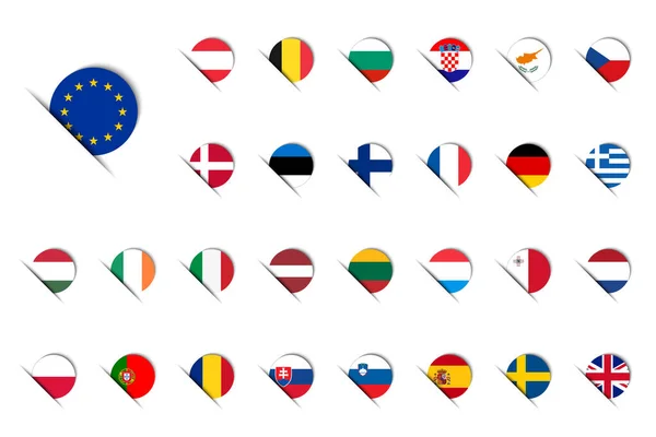 Conjunto Iconos Redondos Con Banderas Los Estados Miembros Unión Europea — Vector de stock