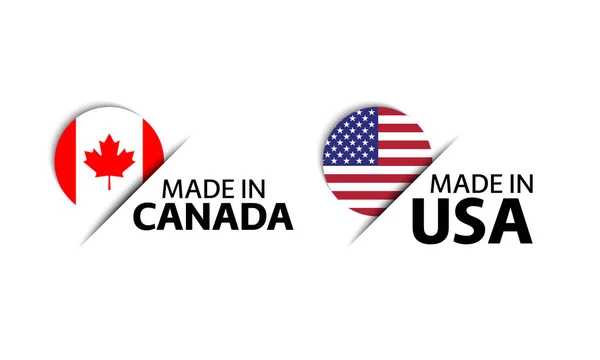 Σύνολο Δύο Καναδικών Και Των Ηνωμένων Πολιτειών Της Αμερικής Αυτοκόλλητα — Διανυσματικό Αρχείο