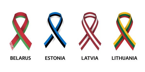 벨라루스 에스토니아 라트비아 리투아니아 스트립 벨라루스 에스토니아 라트비아 리투아니아를 기도하 — 스톡 벡터