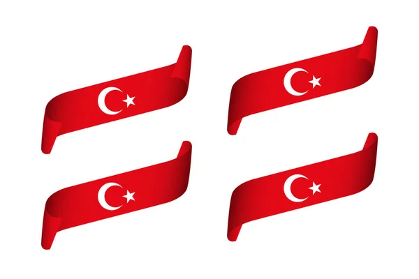 Conjunto Quatro Fitas Vetoriais Coloridas Modernas Com Bandeira Turquia Isolada — Vetor de Stock