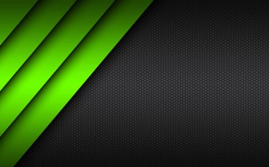 Altıgen örgülü siyah ve yeşil modern malzeme tasarımı. Dark Metal arka plan. İşiniz için bir şablon. Vektör soyut geniş ekran arkaplanı