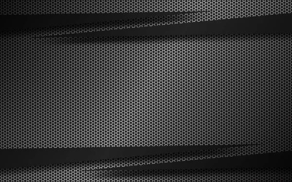黑色和灰色的物质背景与黑暗箭头和金属六角形网格 您的业务和项目的现代模板 摘要宽屏背景 — 图库矢量图片