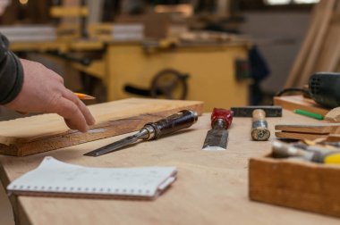 marangoz ahşap ile çalışır 