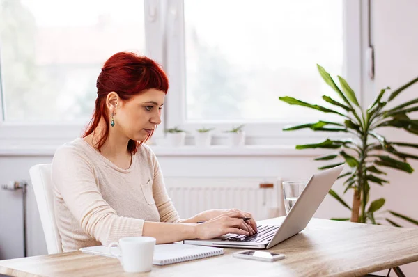 Dziewczyna pisania na laptopa — Zdjęcie stockowe