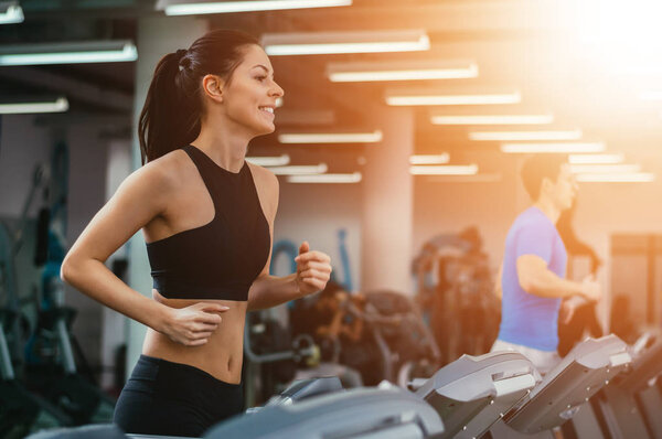 People walking on treadmills  