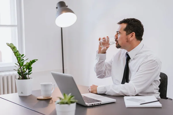 Businessman drinking water — Stock Photo, Image