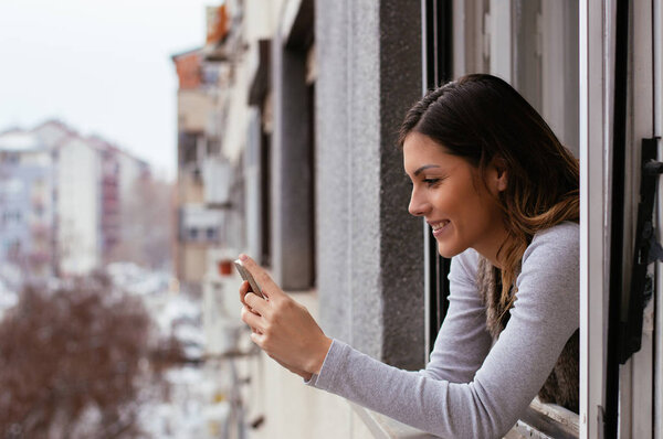 attractive girl checking e-mail 