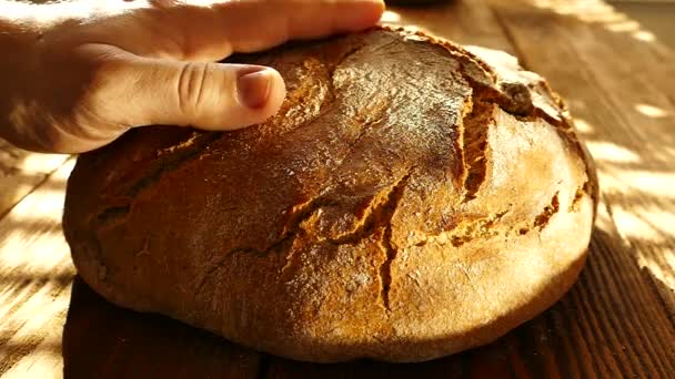 Pane fresco sul tavolo. — Video Stock