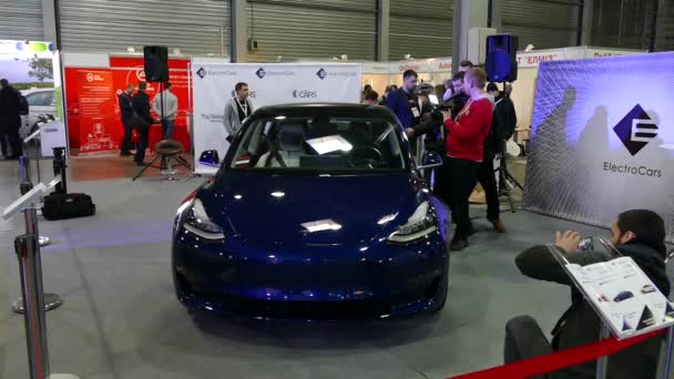 Exposição Carros Elétricos Ucrânia Kiev Março 2018 Centro Exposições Exposição — Vídeo de Stock