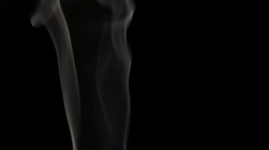 Siyah arka planda güzel gri duman. Sigara dumanı. Nargile dumanı. Duman türbülansı. Beyaz buhar yükseliyor