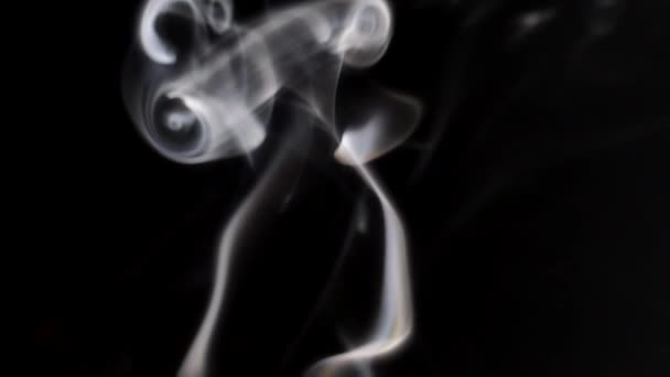 Hermoso humo sobre un fondo negro. Textura ahumada. Aumenta el vapor . — Vídeos de Stock