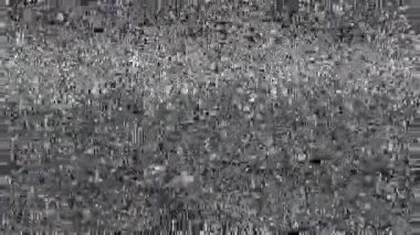 Video hatası. Analog televizyonun soyut sesi. Dijital arıza. Görüntü sinyalinde piksel gürültüsü ve gürültü var. Siyah beyaz rüya arka planı. Retro tv. 