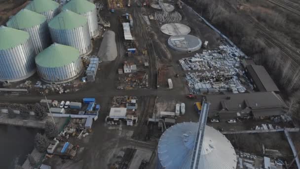 Construction Elevators Top View Construction Site Grain Storage Development Agricultural — Stock Video