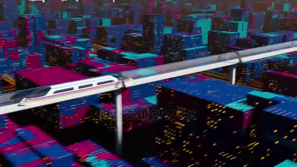 Швидкісний пасажирський поїзд рухається в скляному тунелі — стокове відео