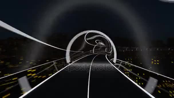 Vysokorychlostní osobní vlak se pohybuje v skleněný tunel — Stock video