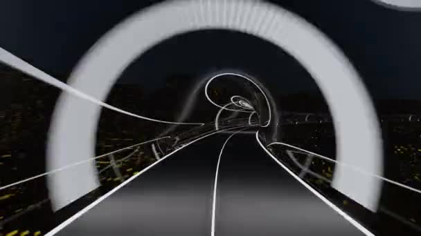 Snabbgående tåg som rör sig i en glas-tunnel — Stockvideo
