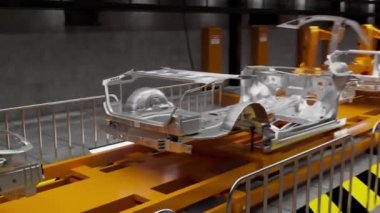 Otomobillerin çerçeveler ile hareketli Konveyör bant