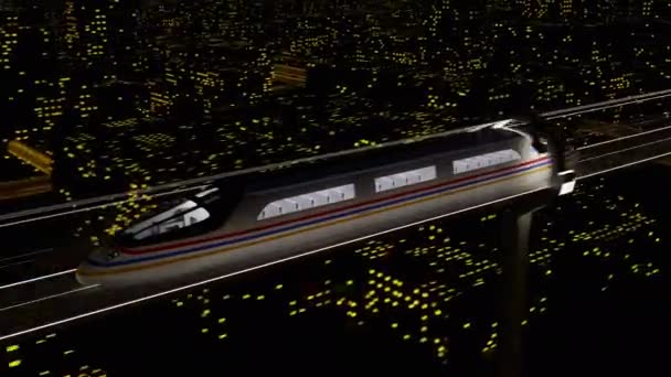 Trenul de pasageri de mare viteză se deplasează într-un tunel de sticlă — Videoclip de stoc