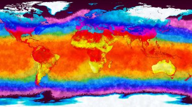 Küresel ısınma kavramı Earth karayı ve su yüzey
