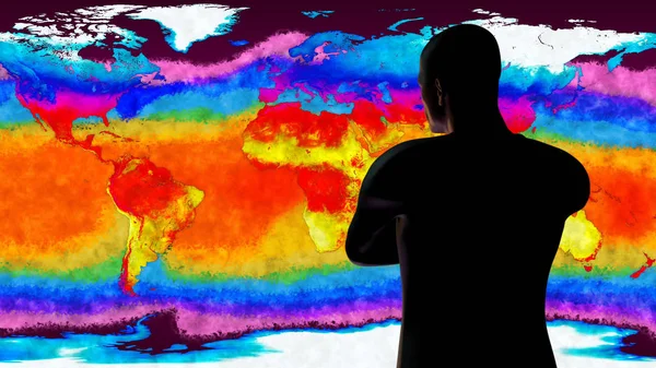 Uomo che guarda il riscaldamento globale della Terra — Foto Stock