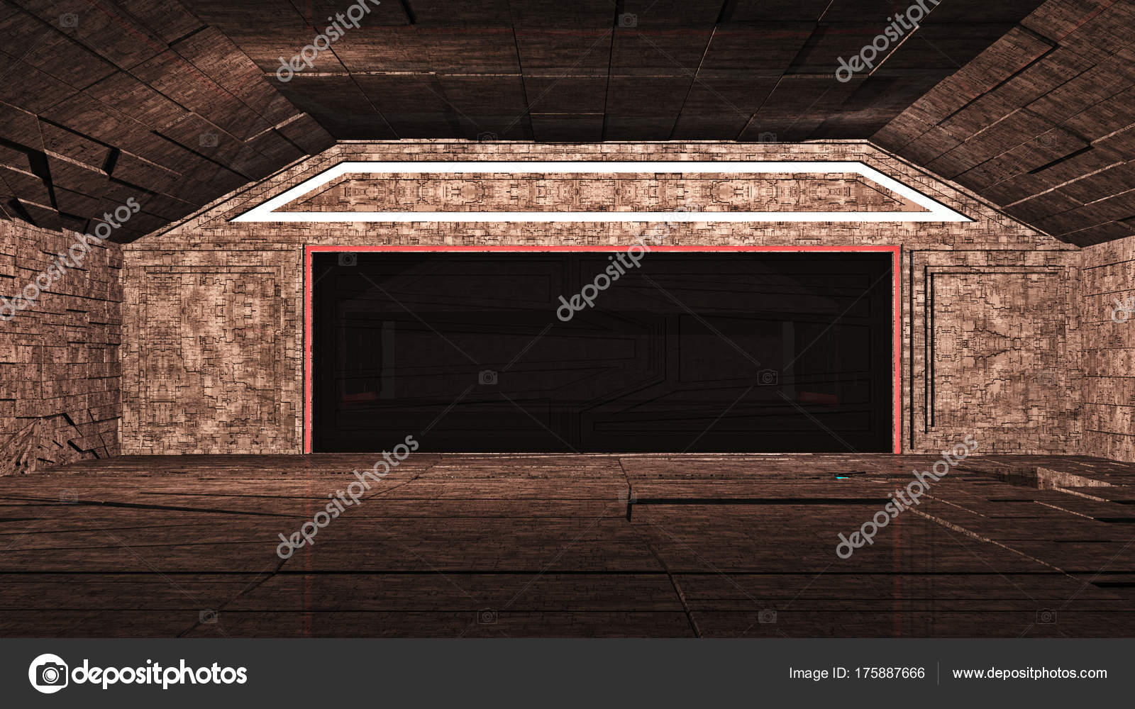 Sci Fi Interior Space Station Hangar Stock Photo