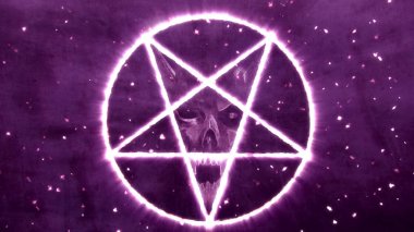 Şeytanın yüzü ters Pentagram simgesiyle