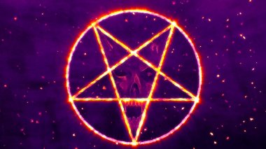 Şeytanın yüzü ters Pentagram simgesiyle