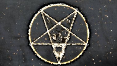 Şeytanın yüzü ters Pentagram simgesiyle