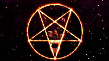 Inverted Pentagram Symbol with the Face of the Evil clipart