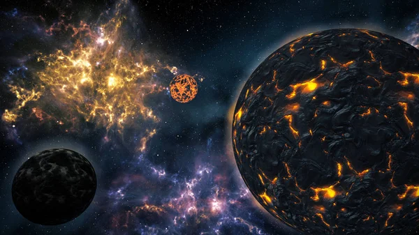 Incrível Nebulosa Planetária Galáxia e Planetas — Fotografia de Stock
