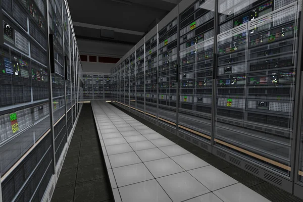 Modern veri merkezi sunucu odası — Stok fotoğraf