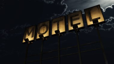 Eski pis Motel işareti gece yolda