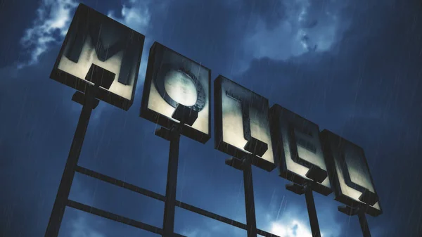 Old Grungy Motel Sign Rai — Stock Photo, Image