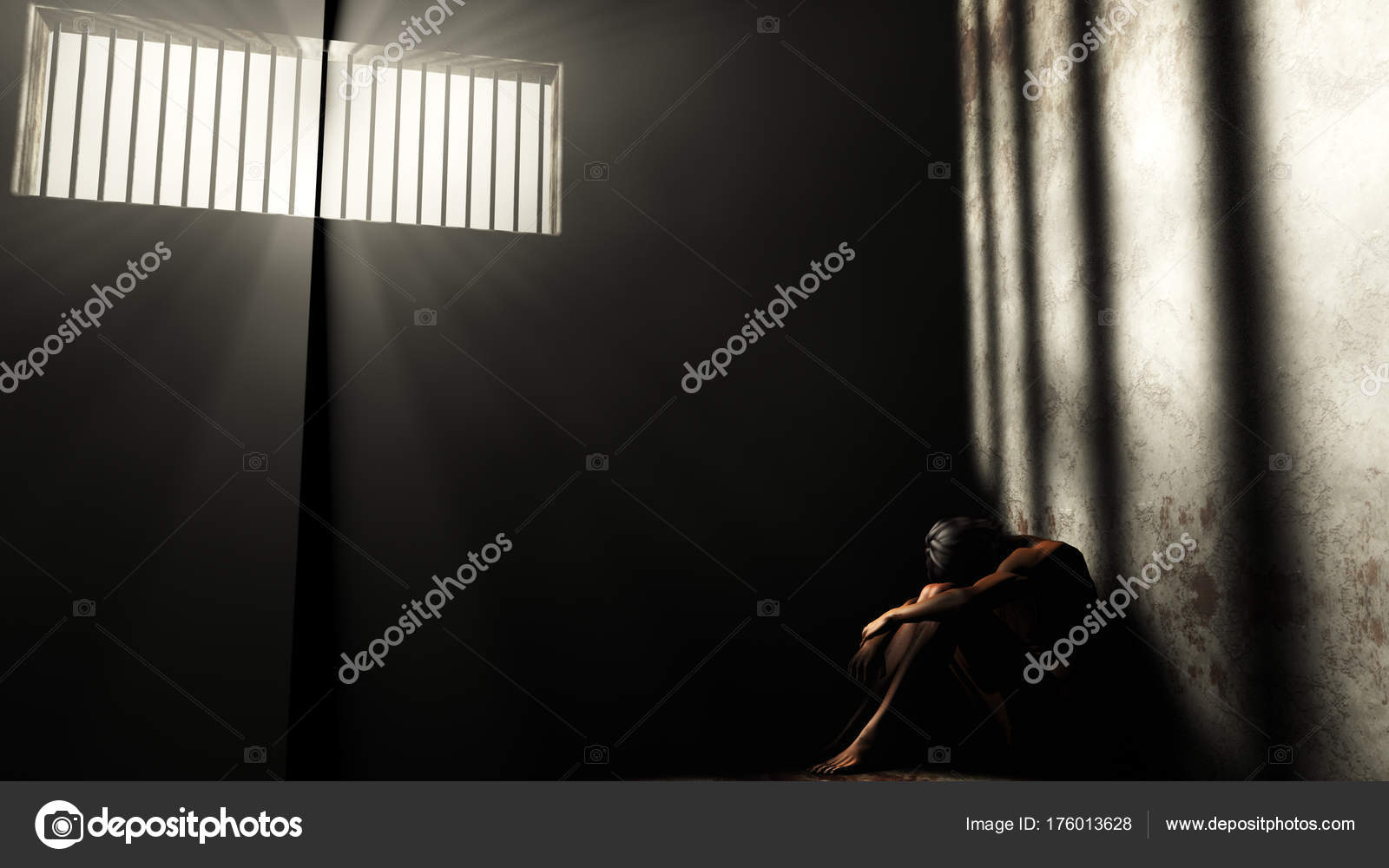 Prisoner in Bad Condition in Demolished Solitary Confinement und Stock